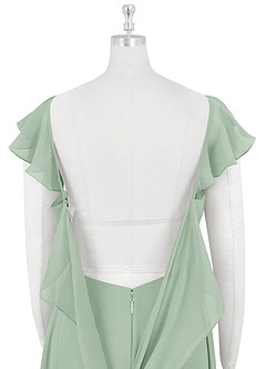 Azazie Everett Bridesmaid Dresses Agave A-Line V-neck Ruched Chiffon Dress image12