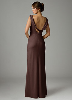 Azazie Kieryn Bridesmaid Dresses Ganache Mermaid Pleated Stretch Satin Dress image5