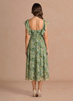 Saskia Midi Klänning Grön Blommig image2