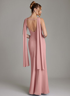 Azazie Essence Bridesmaid Dresses Dusty Rose Sheath Chiffon Dress image2
