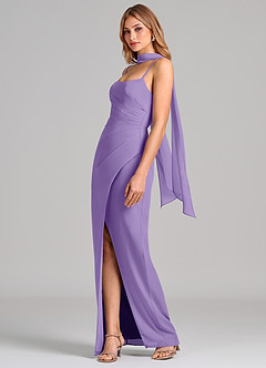 Azazie Calandra Suknie dla druhen Osłona Pofałdowany Szyfon Do ziemi Sukienka image4