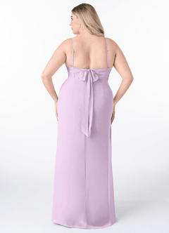 Azazie Mai Bridesmaid Dresses Frosted Lilac Sheath Pleated Chiffon Dress image8