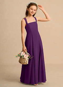 Azazie Tater Girls Formal Flower Girl Dresses Grape A-Line Pleated Chiffon Dress image3