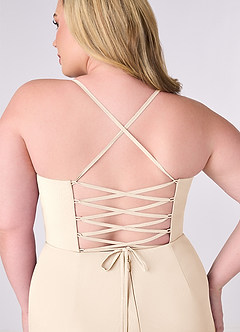 Barbie ♥ Azazie Bridesmaid Dresses White Alabaster Sheath Corset Chiffon Dress image8