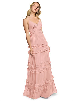 Azazie Rachel Final Sale Rosette A-Line Chiffon Dress image3