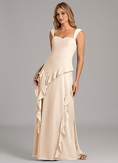 Azazie Sloane Robes de demoiselle d'honneur Robe Trapèze en Mousseline de soie Encolure en Forme de Cœur Albâtre Blanc image6