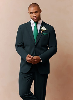 Savile Dark Green Wool Blend Suit Jacket