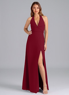 Azazie Odie Brautjungfernkleider A-Linie Chiffon Kleid Burgunderrot image3