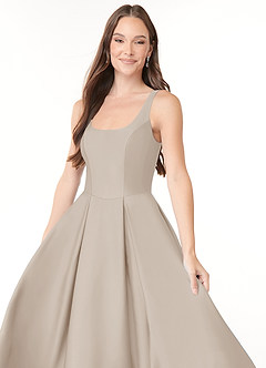 Azazie Neve Bridesmaid Dresses Frost Ball-Gown with Pockets Stretch Satin Dress image5