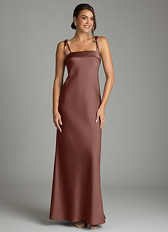 Azazie Ellia Robes de demoiselle d'honneur Robe Fourreau en Satin extensible Arc Expresso image1