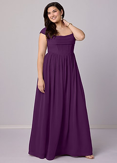 Barbie ♥ Azazie Bridesmaid Dresses Grape A-Line Corset Chiffon Dress image11