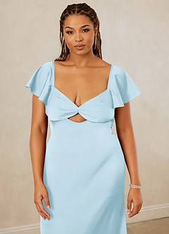 Christian Siriano Bridal for Azazie 1005 Bridesmaid Dresses Sky Blue Sheath Sweetheart Neckline Stretch Satin Dress image6