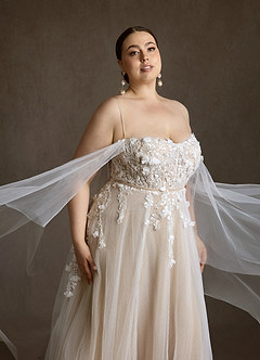 Azazie Wynery Robes de mariée Robe Princesse en Dentelle Épaules dénudées Diamant Nude image17
