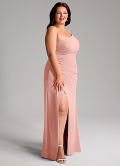 Azazie Eren Bridesmaid Dresses Rosette Sheath One Shoulder Chiffon Dress image12