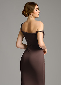 Azazie Shantal Bridesmaid Dresses Ganache Mermaid Off the Shoulder Premium Stretch Jersey Dress image6