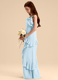 Azazie Evara Junior Sky Blue A-Line Chiffon Dress image5