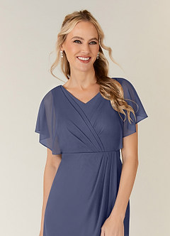 Azazie Waverly Mother of the Bride Dresses Stormy Sheath Pleated Mesh Dress image5
