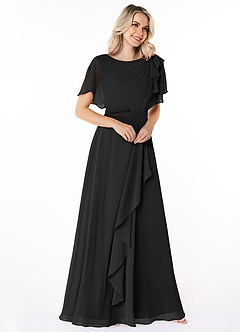Azazie Aaliyah Modest Bridesmaid Dresses A-Line Scoop Pleated Chiffon Floor-Length Dress image3