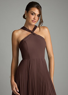 Azazie Afra Abiti da Damigella Abito A-Line in Chiffon Plissettato Ganache image5