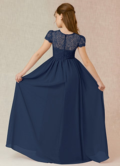 Azazie Delevingne Junior Linia A Koronka Szyfon Długość podłogi Młodsza druhna Sukienka image2