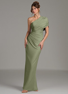 Azazie Essence Bridesmaid Dresses Pistachio Sheath One Shoulder Premium Stretch Jersey Dress image1