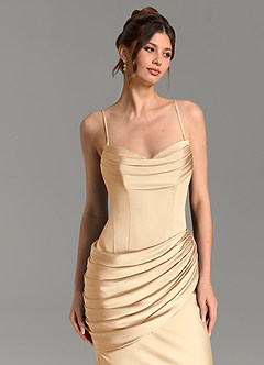 Azazie Zorah Bridesmaid Dresses Champagne Mermaid Corset Stretch Satin Convertible Dress image7