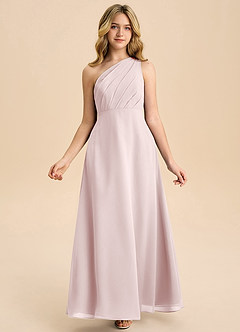 Azazie Phaedra Junior Jurk van Chiffon met A-Lijn Geplooid Blozend Roze image7