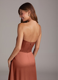 Azazie Wren Bridesmaid Dresses Clay A-Line Strapless Stretch Satin Convertible Dress image4