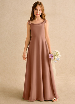 Azazie Puppy Girls Formal Flower Girl Dresses Bronzer A-Line Pleated Chiffon Dress image5
