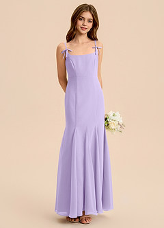 Azazie Evey Junior Vestido de Lila de Gasa de Corte Sirena con Plisado image1