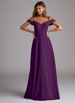 Azazie Marley Bridesmaid Dresses Grape A-Line Off the Shoulder Chiffon Convertible Dress image4