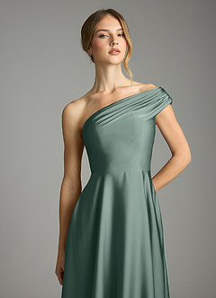 Azazie Melanie Suknie dla druhen Linia A Zza ramienia Satyna elastyczna Do ziemi Sukienka image6