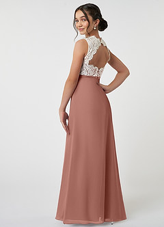Azazie Rana Junior A-Linie Spitze Chiffon Kleid Zedernrose image4