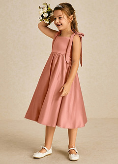 Azazie Chelsie Flower Girl Dresses MAI TAI A-Line Bow Matte Satin Dress image4