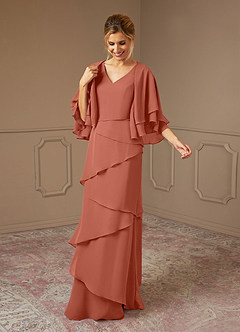 Azazie OHara Mother of the Bride Dresses Clay A-Line V-Neck Chiffon Dress image3