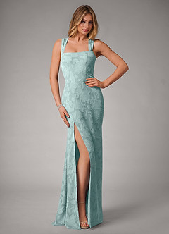 Azazie Luci Robes de demoiselle d'honneur Robe Sirène Convertible en Blumen-Burnout Plissée Brume image1