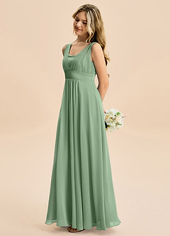 Azazie Odette Junior Matcha A-Line Sweetheart Neckline Chiffon Dress image4