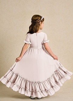 Azazie Kass Flower Girl Dresses Rose Petal A-Line Pleated Chiffon Dress image3