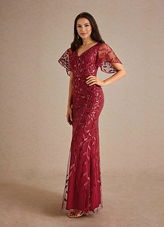 Azazie Milan Mother of the Bride Dresses Cabernet Sheath Sequins Dress image2