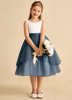 Azazie Rene Flower Girl Dresses Ivory Neptune A-Line Bow Tulle Dress image6
