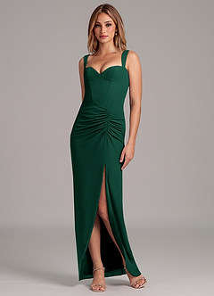 Azazie Ayla Bridesmaid Dresses Emerald Sheath Sweetheart Neckline Chiffon Dress image1