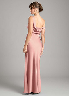 Azazie Madelyn Bridesmaid Dresses Rosette Mermaid One Shoulder Stretch Satin Convertible Dress image2