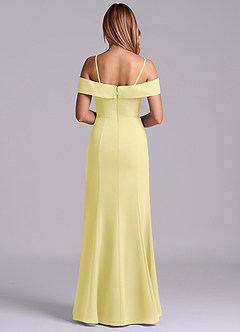 Azazie Luciana Bridesmaid Dresses Lemon Sorbet Sheath Off the Shoulder Chiffon Convertible Dress image2