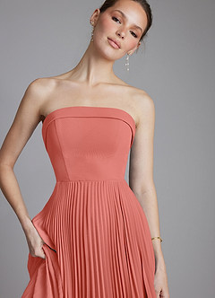 Azazie Mariana Bridesmaid Dresses Salmon Pink A-Line Strapless Chiffon Dress image3