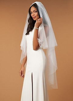 front Juniper Rhinestones Waltz Length Veil With Blusher