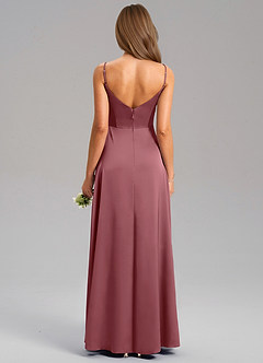 Azazie Talina Bridesmaid Dresses Desert Rose A-Line Stretch Satin Dress image2