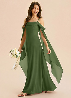 Azazie Moana Junior Linia A Pofałdowany Szyfon Długość podłogi Młodsza druhna Sukienka image2