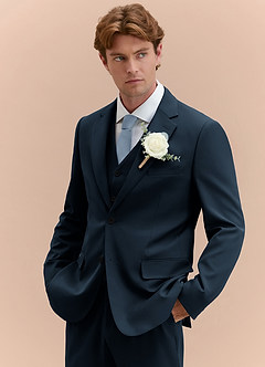 front James Navy Blue Structured Stretch 3-piece suit