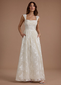 Azazie Remie Ivory Porcelain Maxi Dress