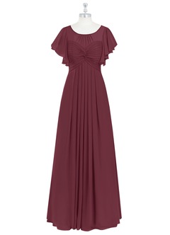 Azazie Lily Kleider zum Anprobieren zu Hause Empire-Linie Plissee Chiffon Bodenlang Kleider image7